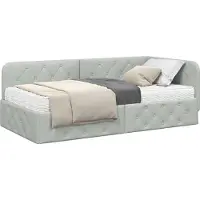 Syfax Eckbettgestell Hellgrau 90 x 200 cm Samt