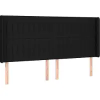 Syfax Kopfteil mit Ohren Schwarz 203x16x118/128 cm Stoff