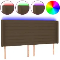 Syfax LED Kopfteil Dunkelbraun 203x16x118/128 cm Stoff