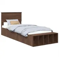Syfax Bettrahmen Braun Eichen-Optik 75 x 190 cm Holzwerkstoff