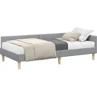 Syfax Eckbettgestell mit Matratze mit Matratze 2 pcs Hellgrau Stoff