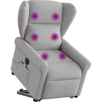 Syfax Massagesessel mit Aufstehhilfe Elektrisch Wolkengrau Stoff