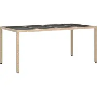 Syfax Gartentisch Beige 190 x 90 x 75 cm Poly-Rattan