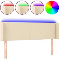 Syfax LED Kopfteil Creme 147x16x78/88 cm Stoff