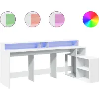 vidaXL LED-Schreibtisch Weiß 200x104x91 cm Holzwerkstoff
