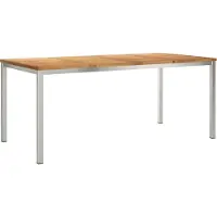 Syfax Esstisch 180x90x75 cm Massives Teakholz und Edelstahl