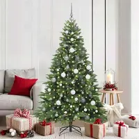 vidaXL Eleganten-Stil Künstlicher Weihnachtsbaum mit 300 LEDs Grün 180 cm PE und PVC DE7137120
