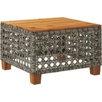 Syfax Gartentisch Grau 55x55x36 cm Poly Rattan Akazienholz