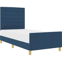 Syfax Bettgestell mit Kopfteil Blau 90 x 190 cm Stoff