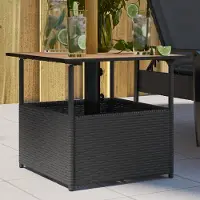 vidaXL "im " Gartentisch Wetterfest - Balkon Tisch/Esstisch - mit Schirmloch Schwarz 55x55x46,5 cm Poly Rattan - Gartentische CC16761