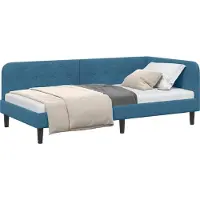 Syfax Eckbettgestell Blau 90 x 190 cm Samt