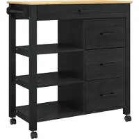 Syfax Küchentrolley MONZA Schwarz 84 x 40 x 88,5 cm Massivholz Kiefer