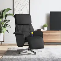 vidaXL Massagesessel mit Fußteil - Fernsehsesel - Schwarz Stoff - Couchsessel CC21651