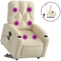 Syfax Massagesessel mit Aufstehhilfe Creme Stoff