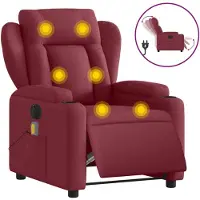 Syfax Massagesessel Elektrisch Weinrot Stoff