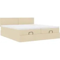 Syfax Ottoman-Bett mit Matratzen Creme 200x200 cm Stoff