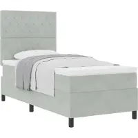 Syfax Boxspringbett mit Matratze Hellgrau 90 x 200 cm Samt