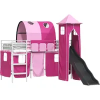 Syfax Kinderloftbett Weiß und Rosa 90 x 190 cm Metall
