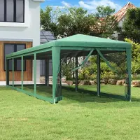 vidaXL Design Möbel Partyzelt mit 10 Mesh-Seitenwänden Grün 3x12 m HDPE - 2024 Neu