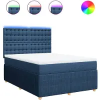 Syfax Boxspringbett mit Matratze Blau 140x190 cm Stoff