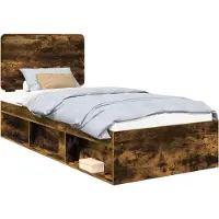 Syfax Bettrahmen Räuchereiche 90 x 190 cm Massives Kiefernholz