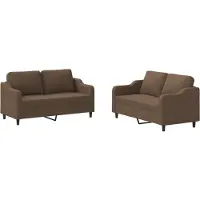 vidaXL 2-tlg. Sofagarnitur mit Kissen Braun Stoff