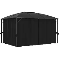 Syfax Pavillon mit Vorhängen 400 x 300 x 265 cm Anthrazit