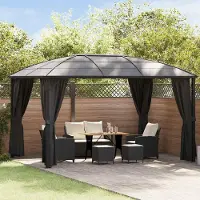 vidaXL "2026 Promotion" Pavillon mit Vorhängen 400x300x265 cm Anthrazit - Pavillons & Partyzelte CC26690