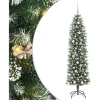 Syfax Künstlicher schlanker Weihnachtsbaum Grün und Weiß 180 cm