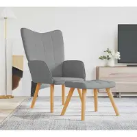 Prolenta Maison Exclusive - Relaxsessel mit Hocker Hellgrau Stoff