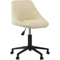 Syfax Creme Samt Bürostuhl drehbar höhenverstellbar mit Rollen, 46x44x(67,5-79) cm