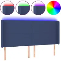 Syfax LED Kopfteil Blau 163x16x118/128 cm Stoff