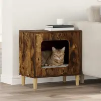 vidaXL "Schlussverkauf" Katzenhaus moderne - Max. Gewicht: 60 kg - Geräucherte Eiche 51x30x52 cm Holzwerkstoff C15703