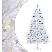 Syfax Künstlicher klappbarer Weihnachtsbaum Weiß 180 cm PVC und Stahl