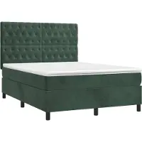 Syfax Boxspringbett mit Matratze Dunkelgrün 140x200 cm Samt