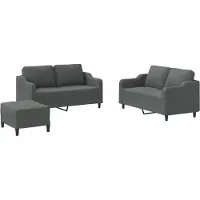 vidaXL 3-tlg. Sofagarnitur mit Kissen Dunkelgrau Stoff
