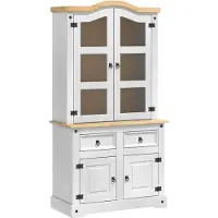 Syfax Sideboard Corona Weiß 100 x 48,5 x 179 cm Massives Kiefernholz