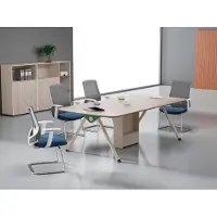 AEA Beige Arbeitszimmer Garnitur Designer Konferenztisch Edle Holz Schränke