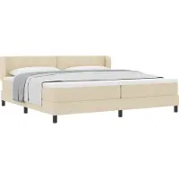 Syfax Boxspringbett mit Kopfteil Creme 200 x 200 cm Stoff