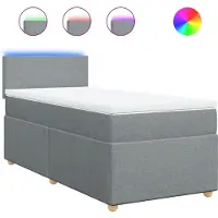 Syfax Boxspringbett mit Matratze Hellgrau 90x200 cm Stoff