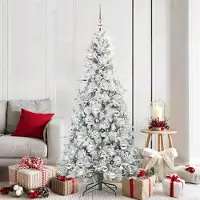 vidaXL "Schlussverkauf" Künstlicher klappbarer Weihnachtsbaum(1 pc) - Kunstbaum/Tannenbaum - Weiß 180 cm PE und PVC C7934