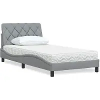 Syfax Bett mit Matratze Hellgrau 100x200 cm Stoff