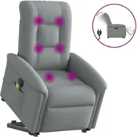 Syfax Elektrischer Massagesessel mit Aufstehhilfe Hellgrau Stoff