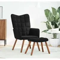 vidaXL Eleganten-Stil Relaxsessel 1 pc - Wohnzimmerstuhl - Liegestuhl bis 150kg - mit Hocker Schwarzer Samt - Fernseh- & Relaxsessel - Möbel26
