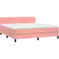 Syfax Boxspringbett mit Matratze Rosa 160x200 cm Samt