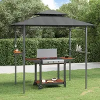 vidaXL Möbel Grillpavillon mit Seitenregalen Anthrazit 240x150x243 cm Stahl - Pavillons & Partyzelte 360140