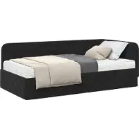 Syfax Eckbettgestell Schwarz 90 x 200 cm Samt