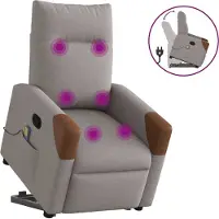 Syfax Massagesessel mit Aufstehhilfe Taupe Stoff