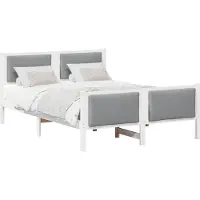Syfax Bettrahmen mit Kopfteil Hellgrau 135 x 190 cm Stoff