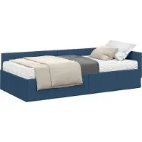 Syfax Eckbettgestell mit Matratze Sonstiges 2 pcs Blau Stoff